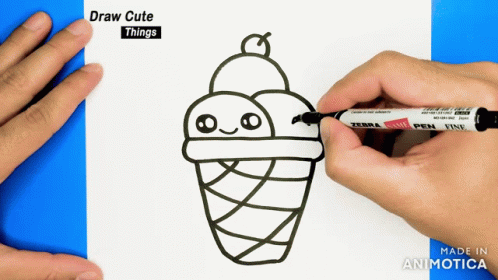 Drawing Pizza Slice With Face GIF