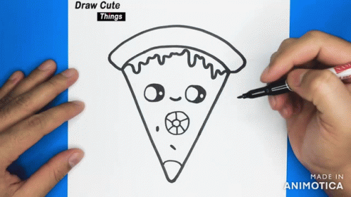 Drawing Pizza Slice With Face GIF