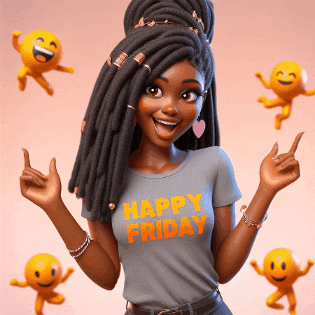 Dreadlocked Girl in Happy Friday Shirt
