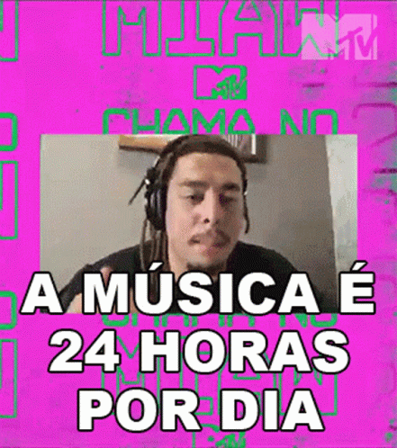 Dreadlocked Man In Headphones Says A Musica E 24 Horas Por Dia GIF