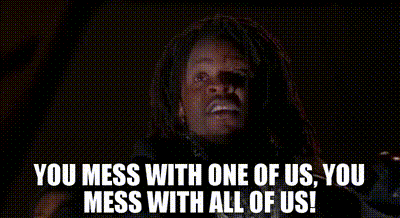 Dreadlocks Man Making Funny Face Saying You Mess With One Of Us GIF