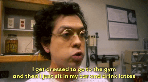 Dressed Up Go To The Gym Sit Drink GIF
