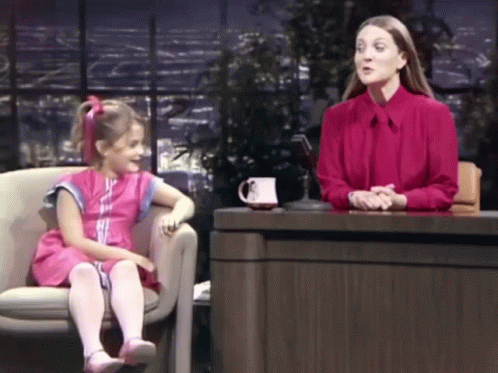 Drew Barrymore Interviews Younger Self GIF
