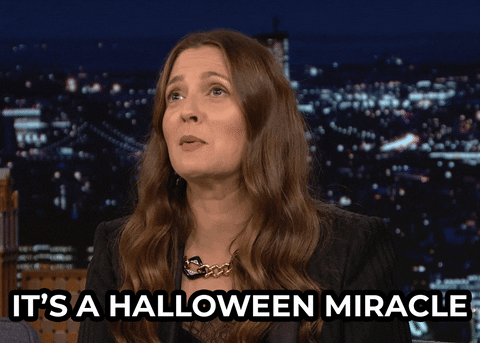 Drew Barrymore It's A Halloween Miracle GIF