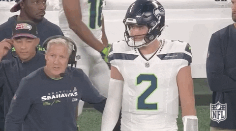 Drew Lock Fist Bump With Coach Pete Carroll GIF