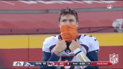 Drew Lock With Handkerchief Covering His Mouth GIF