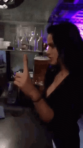 Girl Drinking Beer In Few Seconds GIF
