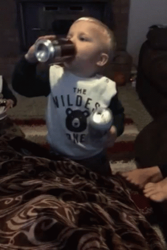 Funny Baby Drinking Beer GIF