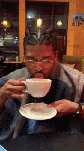 Drinking Coffee Sip Latte Black Man GIF
