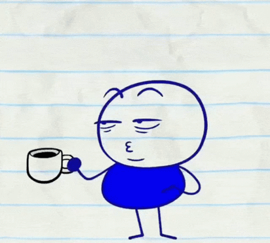 Drinking Coffee Doodle Chug GIF