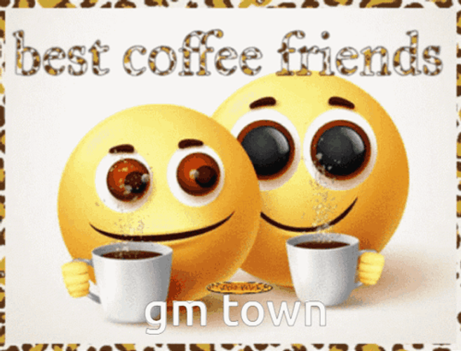 Drinking Coffee Emoji Glitters Friends GIF