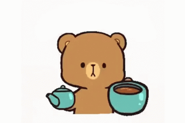 Drinking Coffee Mocha Bear Love GIF
