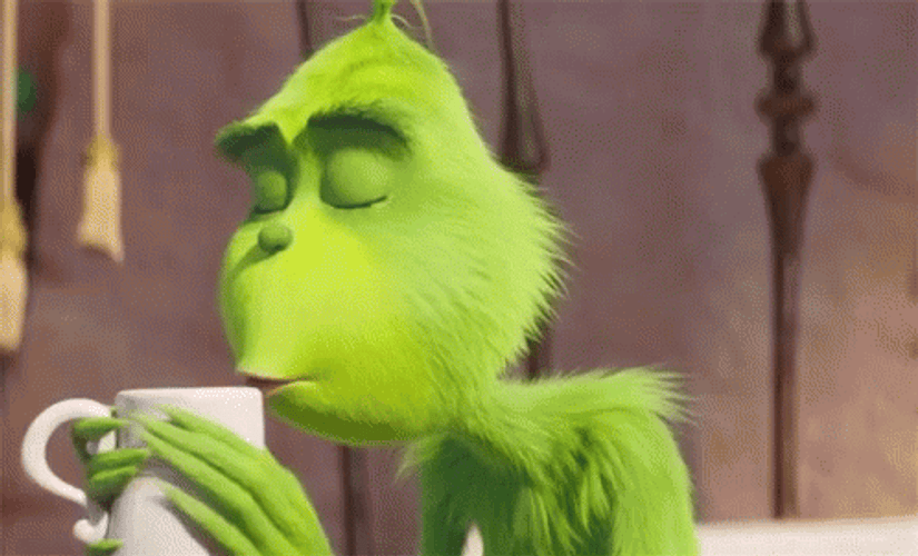 Drinking Coffee Sleepy Grinch Sip GIF