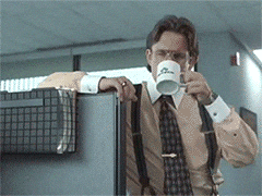 Drinking Coffee While I Work With Retards GIF