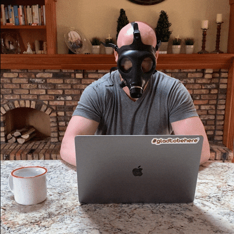 Drinking Coffee With Gas Mask On GIF