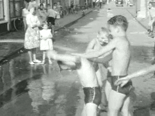 Drinking From A Fire Hose Vintage Footage GIF
