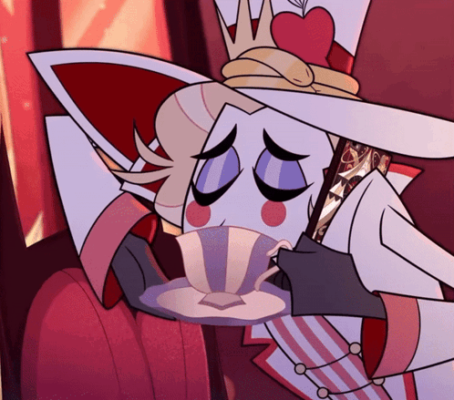 Drinking Tea Lucifer Hazbin Hotel GIF