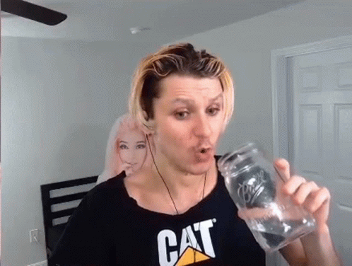Guy Drinking Water On Water Jar GIF