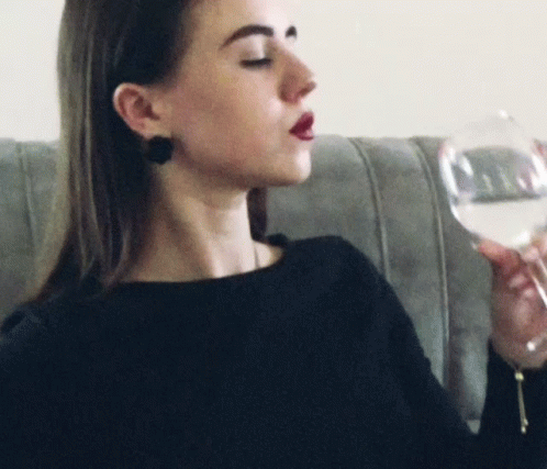Lady Drinking Water On Wine Glass GIF