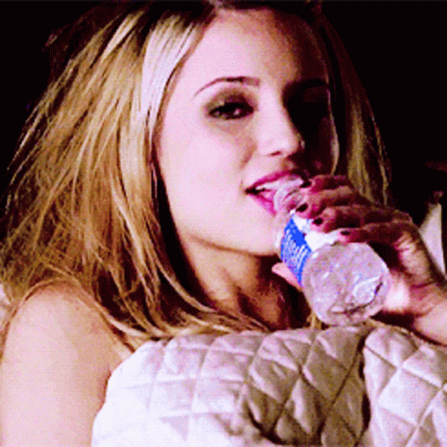 Women Drinking Water On Cute Bottle GIF