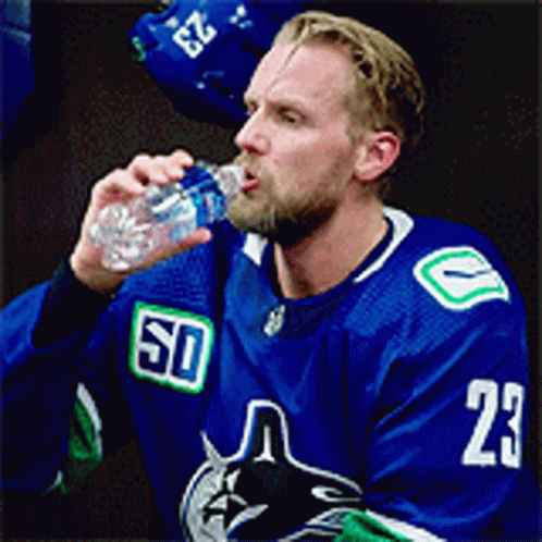 Alexander Edler Drinking One Bottle Of Water GIF