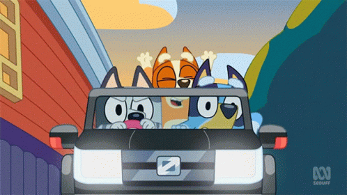 Drive Fast Bluey Bandit Aunt Trixie Heeler GIF