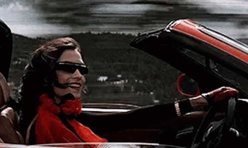 Drive Fast Woman In Red Car GIF