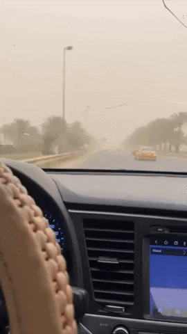 Driving Inside Dust Storm Highway GIF