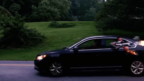 Driving Man Flamethrower GIF