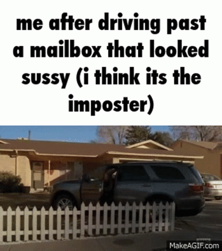 Driving Past Mailbox Sussy Meme