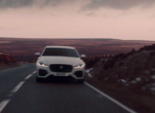 Driving White Jaguar Car GIF