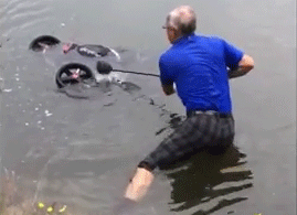 Drowning Cart In River GIF