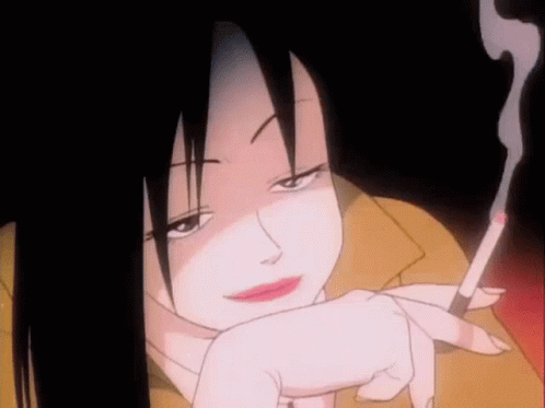 Drowsy Anime Lady Smoking GIF
