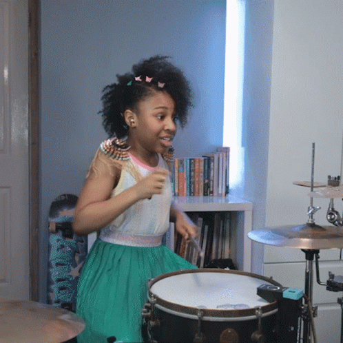 Drum Roll Rocking Afro Girl GIF