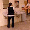 Drunk Guy Chasing Cleaning Lady GIF