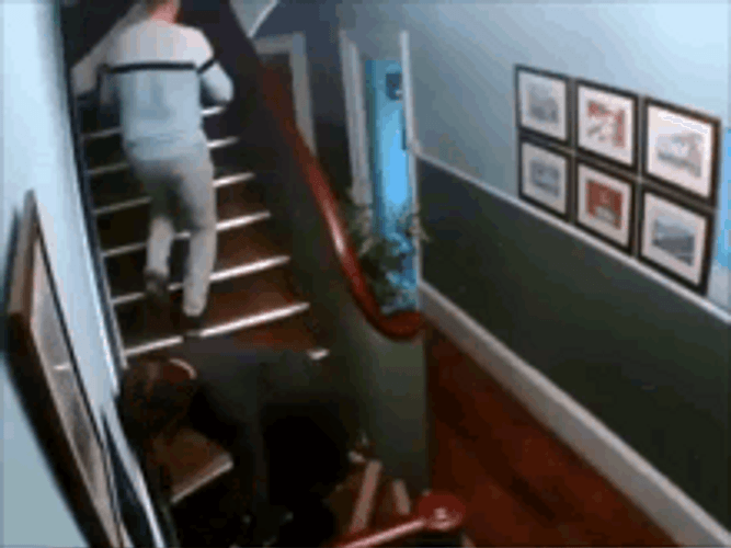 Drunk Guy Fail Falling Down Stairs GIF