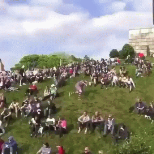 Drunk Guy Fall Off The Hill GIF