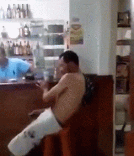 Drunk Guy Slept Fall Off Chair GIF