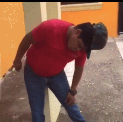 Drunk Guy Standing Fall On Ground GIF