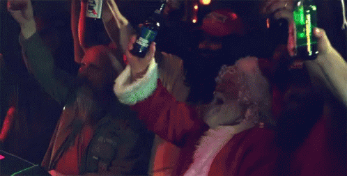 Drunk Santa Cheering With Crowd GIF