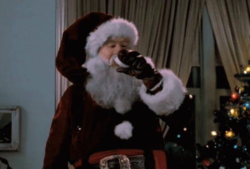 Drunk Santa Tim Allen Drinking GIF