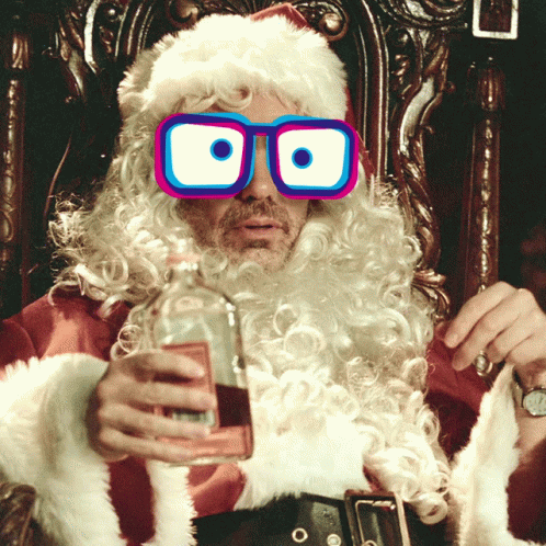 Drunk Santa Wearing Funny Glasses GIF