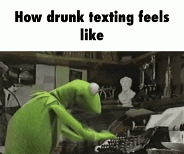 Drunk Texting Kermit GIF