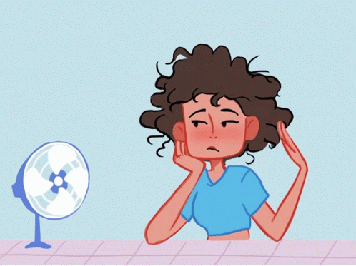 Dry Heat Woman With Fan Animation GIF