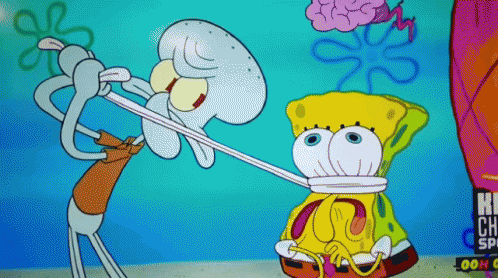 Dry Spongebob Squidward Squeeze Spongebob GIF