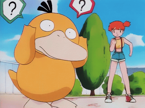 Duck and Girl with Question Mark Speech Bubble