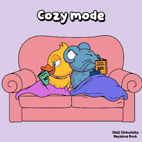 Duck And Mouse Reading Book On Couch GIF