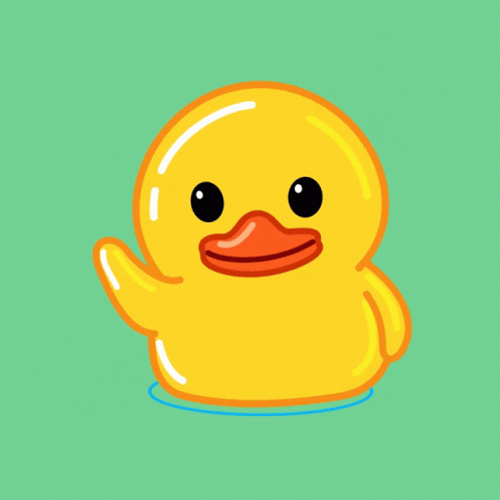 Duck Cartoon Waving & Blushing GIF 
