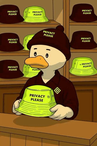 Duck Holding Hat Saying Privacy Please