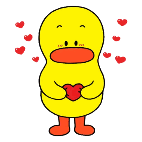 Duck Holding Red Heart with Surrounding Hearts